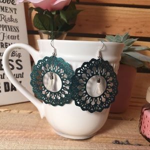 Boho faux leather handmade earrings